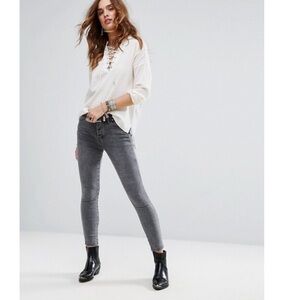 Women's Free People Peyton Sulphur Gray High Rise Skinny Jeans Size 24